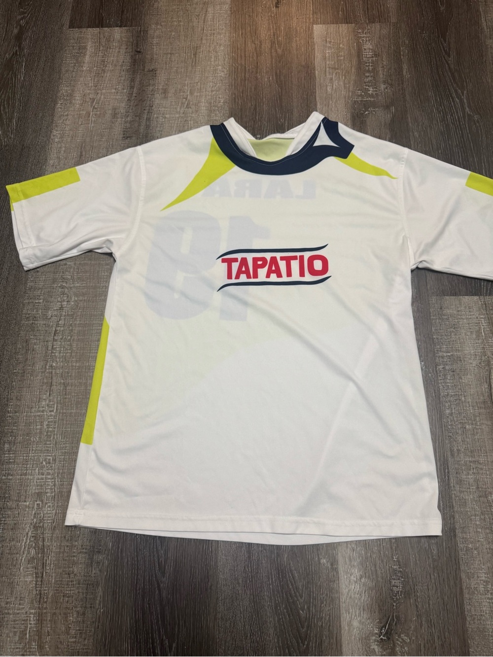 Soccer jersey White Performance Tee with Neon Yellow Accents